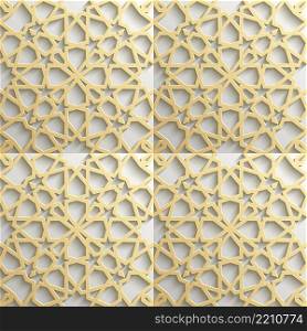 Seamless islamic pattern 3d . Traditional Arabic design.. Seamless islamic pattern 3d . Traditional Arabic design element.