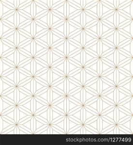 Seamless japanese pattern kumiko for shoji screen, great design for any purposes. Japanese pattern background vector. Japanese traditional wall, shoji.Extrafine lines.. Seamless japanese pattern shoji kumiko in golden.