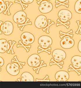 Seamless kawaii cartoon pattern with cute skulls.