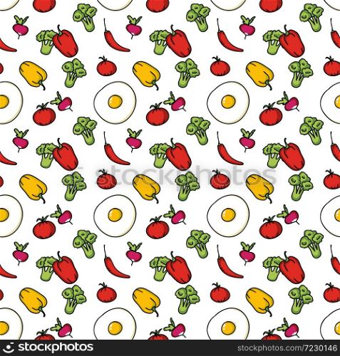 Seamless kitchen background of vegetables. Beautiful background. . Seamless kitchen background of vegetables. Beautiful background. Vector illustration. Endless texture can be used for printing onto fabric and paper or scrap booking.
