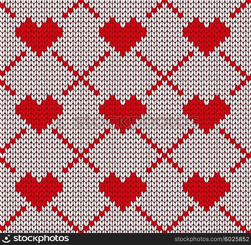 Seamless knitting pattern with hearts