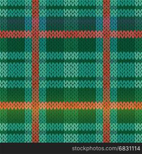 Seamless knitting vector pattern as a fabric texture in green and turquoise hues