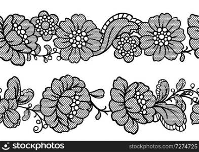Seamless lace pattern with flowers. Vintage fashion textile.. Seamless lace pattern with flowers.