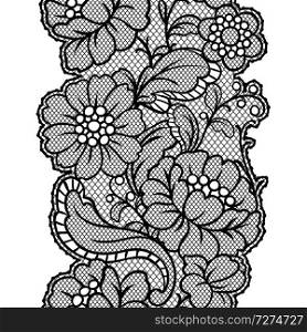 Seamless lace pattern with flowers. Vintage fashion textile.. Seamless lace pattern with flowers.