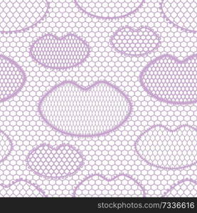 Seamless lace pattern with lips. Vintage fashion textile.. Seamless lace pattern with lips. Vintage textile.