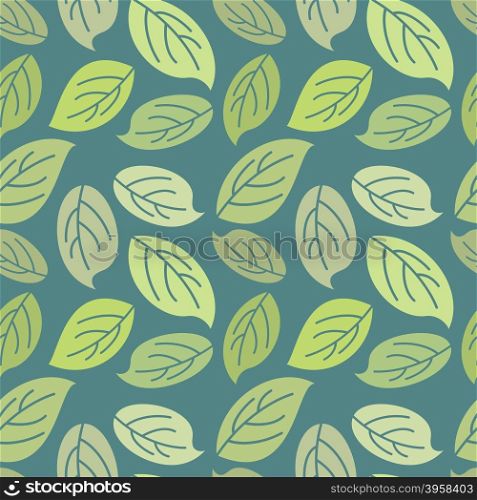 Seamless leaves background. Vintage pattern for leaves. Vector retro green ornament.&#xA;