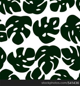 Seamless leaves pattern. Monstera leave on white background. Vector illustration. Seamless leaves pattern. Monstera leave on white background.