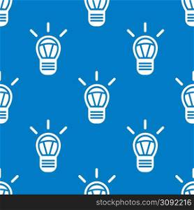 Seamless light bulb pattern on a blue background. Seamless light bulb pattern