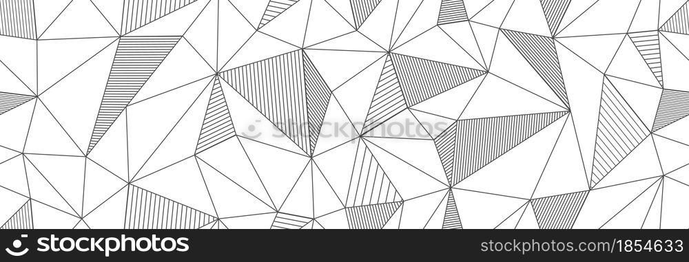 seamless linear pattern forms triangles with hatching elements. Vector illustrations for textures, textiles, simple backgrounds, covers and banners. Flat style