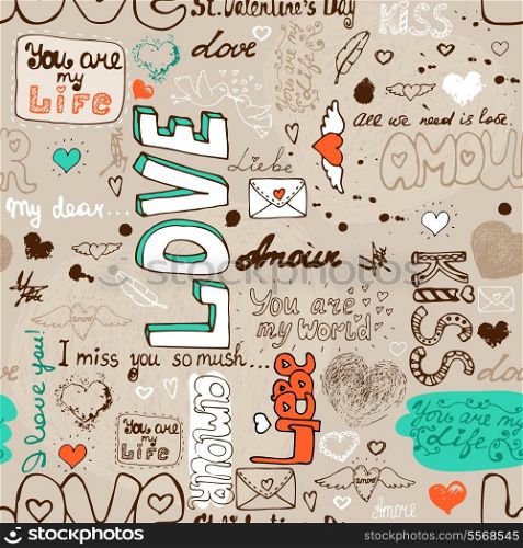 Seamless love letter pattern vector illustration background