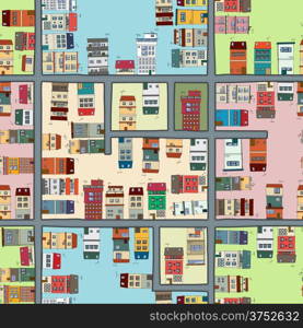 Seamless map of city, cartoon drawing