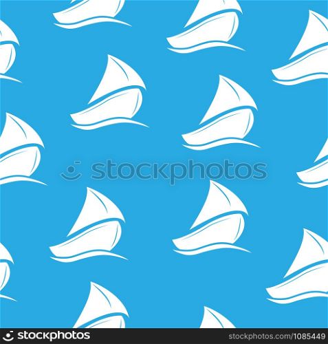 Seamless marine background with yacht under sail. Solution for textiles, packaging, paper printing, simple backgrounds and texture.