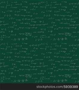 Seamless mathematics handwriting. Seamless mathematics pattern handwriting on green school board - vector