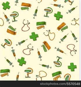 Seamless medicine and healthcare background vector illustration
