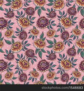 Seamless medievial pattern with fantasy flowers in mutted colors. Floral seamless background for textile, fabric, covers, wallpapers, print, gift wraping, Home decor. Vector illustration. Seamless medievial pattern with fantasy flowers. Floral seamless background for textile, fabric, covers, wallpapers, print, gift wraping, Home decor.