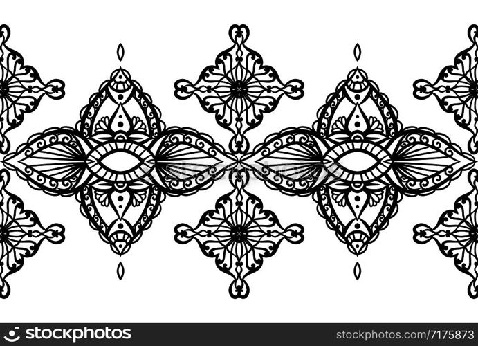 Seamless mehendi pattern. Vector border for frames, cards, invitations, tattoos and your design