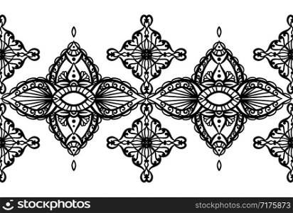 Seamless mehendi pattern. Vector border for frames, cards, invitations, tattoos and your design