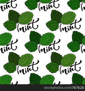 Seamless mint leaf pattern. Vector print for healthy product packaging design or surface texture. Seamless mint leaf pattern. Vector print for healthy product packaging design or surface texture.