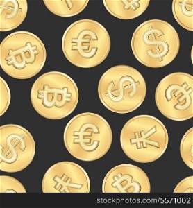 Seamless money payment coins pattern background vector illustration