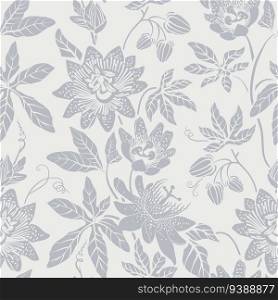 Seamless monochrome pattern with flowers. Wallpaper. Background with sketch climbing flowers. Retro graceful style. Design for textile, wallpaper, bed linen, paper, invitation, cover.. Seamless monochrome pattern with flowers. Wallpaper. Background with sketch climbing flowers. Retro graceful style. Design for textile, wallpaper, bed linen, paper, invitation, cover. Floral backdrop