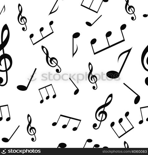 seamless musical pattern with notes and treble clef vector