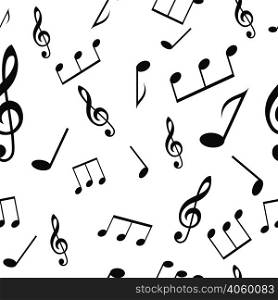 seamless musical pattern with notes and treble clef vector