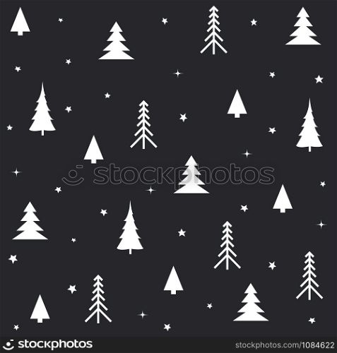 Seamless natural ornament on the Christmas theme, black winter card
