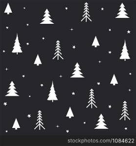 Seamless natural ornament on the Christmas theme, black winter card