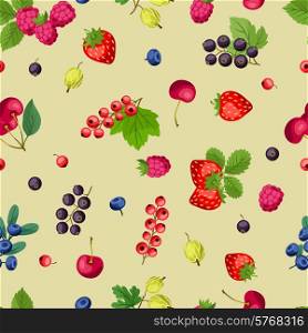 Seamless nature pattern with stylized fresh berries.