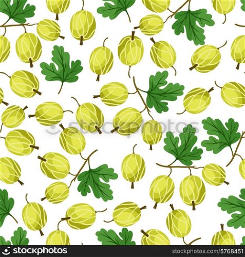 Seamless nature pattern with stylized fresh gooseberries.