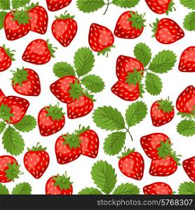 Seamless nature pattern with stylized fresh strawberries.