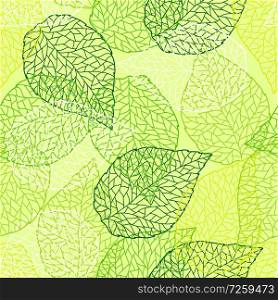 Seamless nature pattern with stylized green leaves. Nature illustration.. Seamless nature pattern with stylized green leaves.