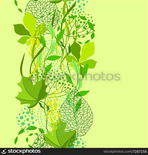 Seamless nature pattern with stylized green leaves. Nature illustration.. Seamless nature pattern with stylized green leaves.