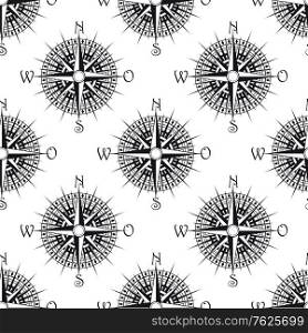 Seamless nautical icon pattern with old compass, suitable for nautical, geography and travel design