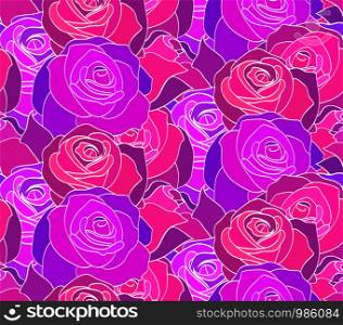 Seamless neon texture with roses. The day of the Dead. Vector pattern for wallpaper, wrapper, fabrics and your creativity. Seamless neon texture with roses. The day of the Dead. Vector pattern