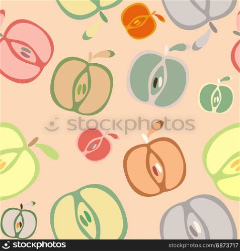 Seamless nice background with apples. Seamless colorful background with apples. Vector illustration.