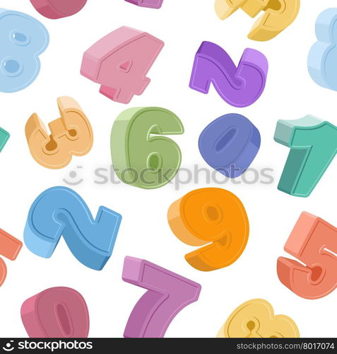 Seamless number pattern. Colorful figures. Children&rsquo;s background. Vector illustration