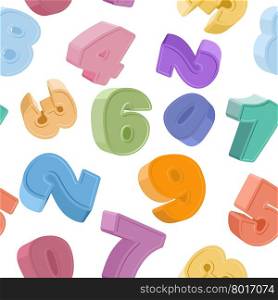 Seamless number pattern. Colorful figures. Children&rsquo;s background. Vector illustration