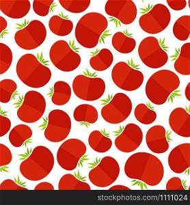 Seamless organic vegetable pattern. Fashion texture background design with abstract ordered tomato vegetables in natural red and rose colors. Vector illustration for vegetarian menu or print template. Rose tomato decorative seamless vegetable pattern