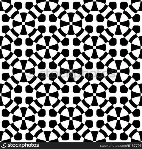 Seamless Oriental Ornament. Vector Ring Pattern. Abstract Monochrome Background. Seamless Oriental Ornament