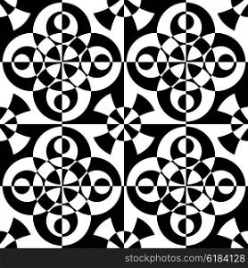 Seamless Oriental Ornament. Vector Ring Pattern. Abstract Monochrome Background. Seamless Oriental Ornament
