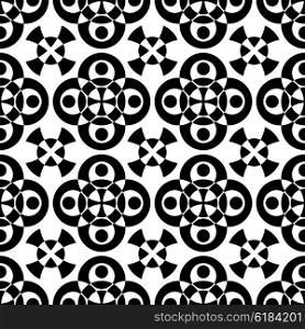 Seamless Oriental Ornament. Vector Ring Pattern. Abstract Monochrome Background. Seamless Oriental Ornament