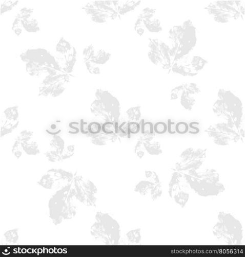 Seamless ornament from prints of leaves of chestnut on a white background.