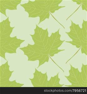 seamless ornament made from green maple leaves on a green background