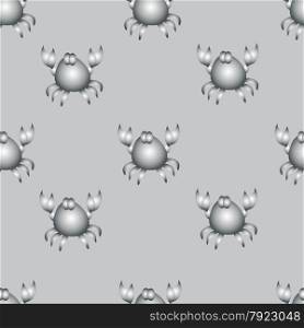 seamless ornament, made of little stylized crabs on a gray background