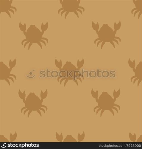 seamless ornament, made of little stylized crabs on brown background