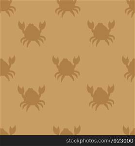 seamless ornament, made of little stylized crabs on brown background