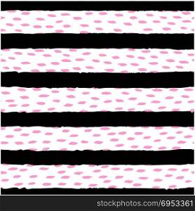 Seamless ornament. Minimalistic seamless vector texture for print and web. Vintage black stripes and pink strokes.