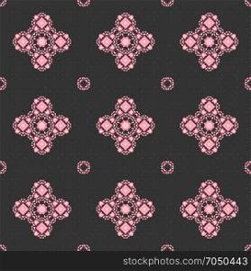 seamless ornament. seamless pattern of pink flowers on a gray background