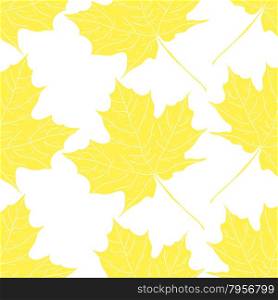 seamless ornamental pattern composed of yellow maple leaves.